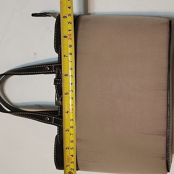 Vintage Etienne Aigner Tan and Black Nylon & Faux Leather Mini Tote - Picture 13 of 16